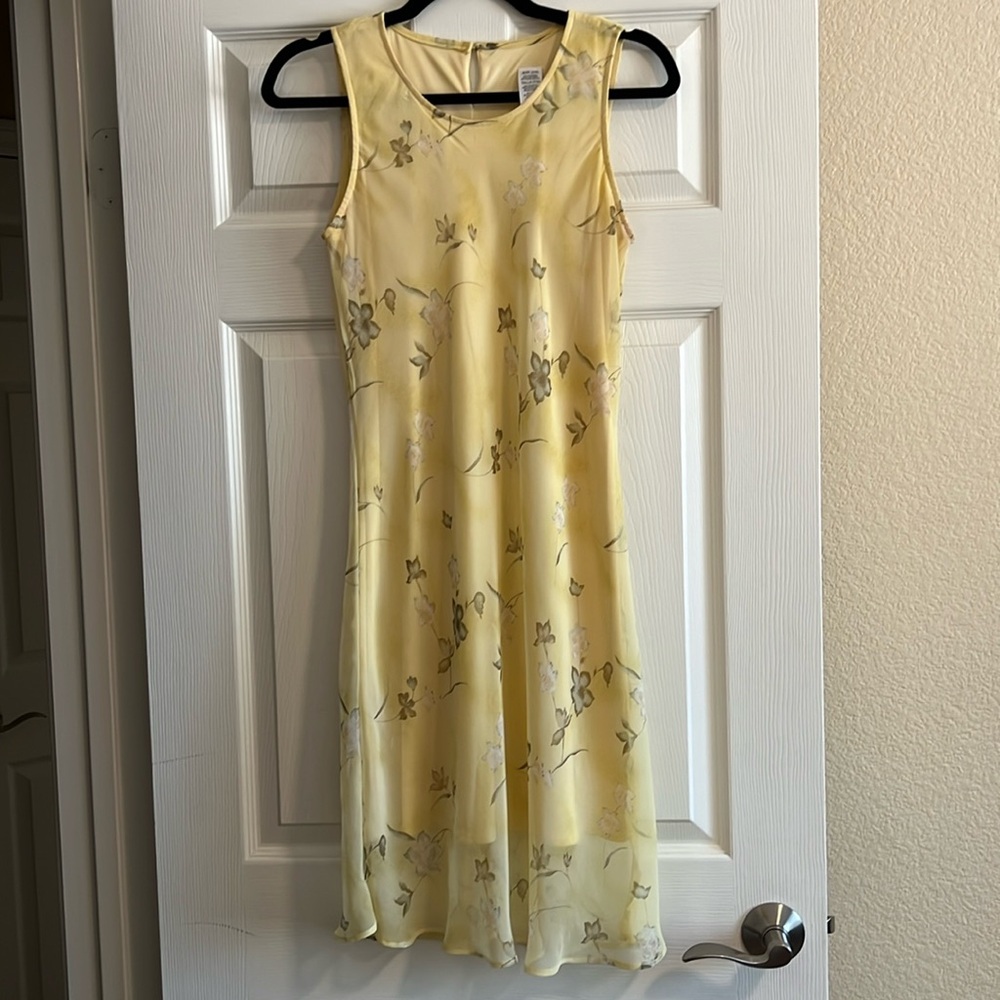 Fully lined sheath dress with chiffon overlay